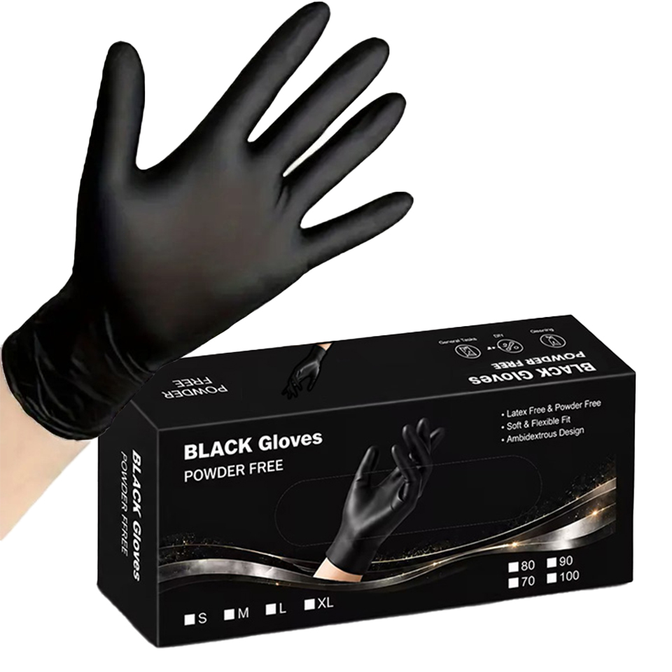 Disposable Gloves Nitrile - 100 Pezzi/Scatola Guanti in Nitrile Neri