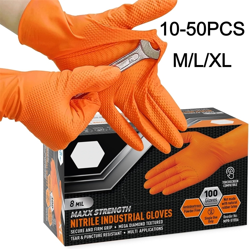 Disposable Gloves Nitrile - Guanti industriali resistenti in nitrile arancione